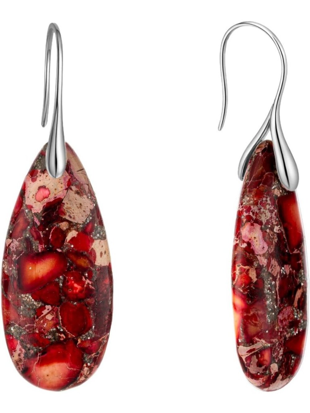 Natural Imperial Jasper Dangle Drop Earrings, 925 Sterling Silver, Boho Chic